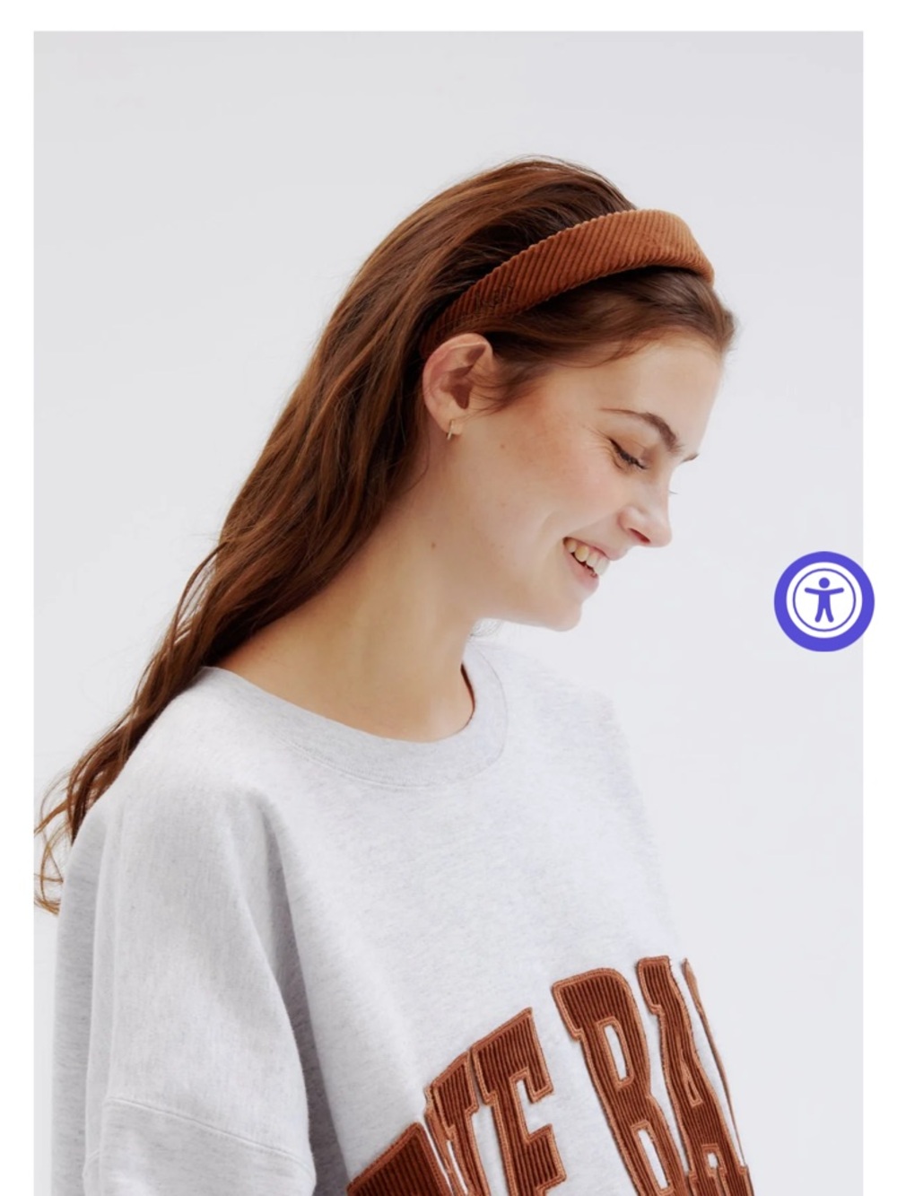 The Bar Corduroy Padded Headband in Brown